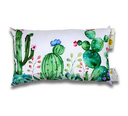 Coussin d'extérieur blanc imprimé jungle cactus 50x30cm