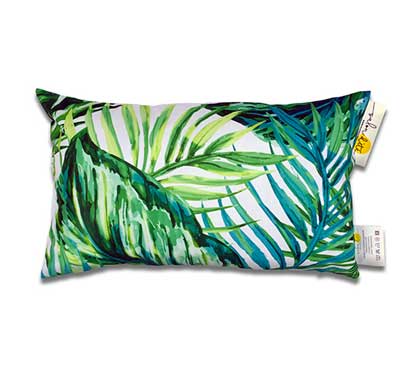 Coussin d'extérieur blanc imprimé feuilles de palmier 50x30cm