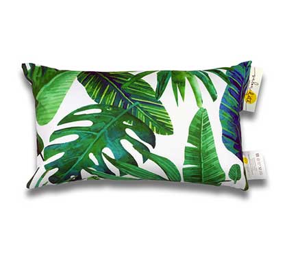 Coussin d'extérieur blanc imprimé jungle 50x30cm