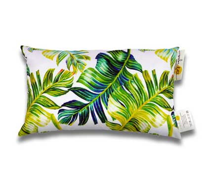 Coussin d'extérieur blanc imprimé jungle feuilles de palmier 50x30cm