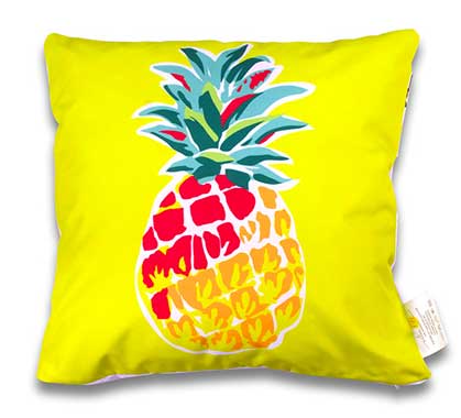 Coussin d'extérieur jaune imprimé ananas 45x45cm