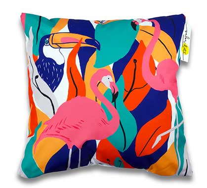 Coussin d'extérieur imprimé jungle flamant rose 45x45cm - Coussin