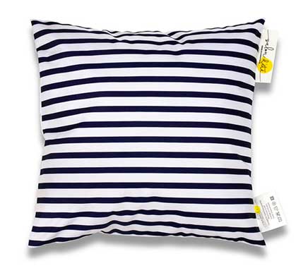 Coussin d'extérieur blanc marinière bleu marine 45x45cm