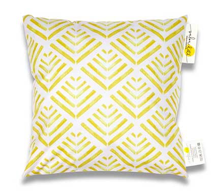 Coussin d'extérieur blanc motif graphique jaune 45x45cm