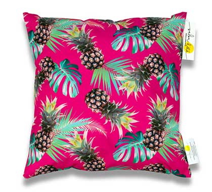 Coussin d'extérieur rose imprimé ananas 45x45cm