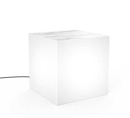 Cube Lumineux LED Extérieur Filaire Bora Plateau Effet Marbre Blanc