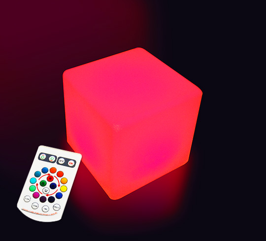 Cube Lumineux LED 20cm, Lampe de Table sans Fil avec Télécommande