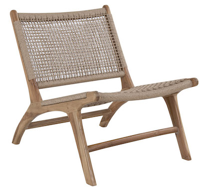 Fauteuil de Jardin bas en rotin et teck