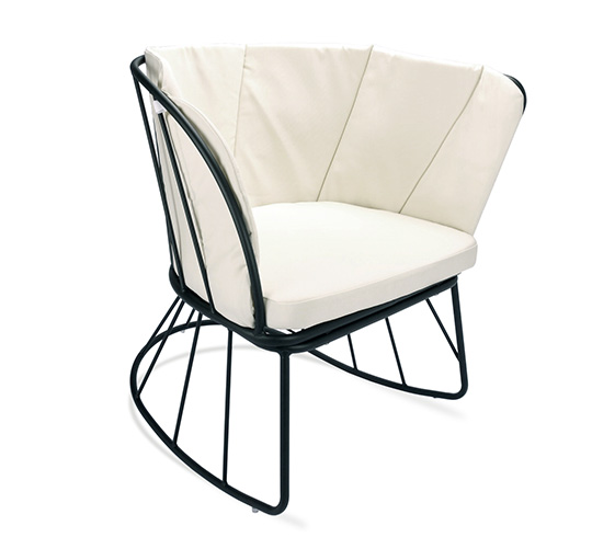 Fauteuil De Jardin à Bascule Métal Géométrique Noir 85 Salon Dété