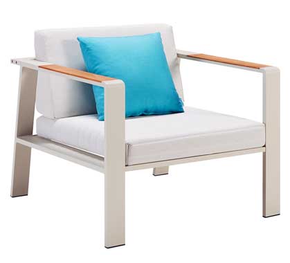 Fauteuil de Jardin Aluminium et Teck Nofi Beige