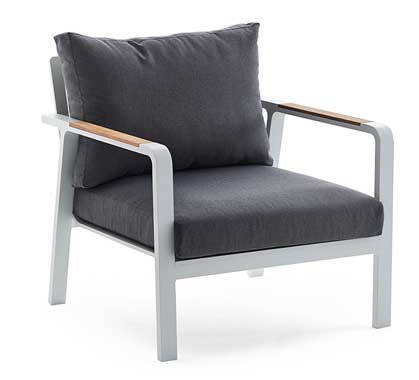 Fauteuil de Jardin Aluminium et Teck Havana Blanc (fin de série)