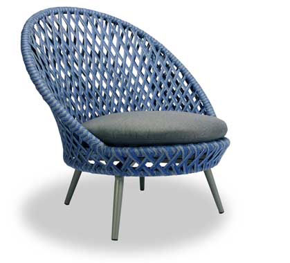 Fauteuil de Jardin Panama Tressé Bleu