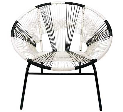 Fauteuil de Jardin Tulum Fil Noir et Blanc