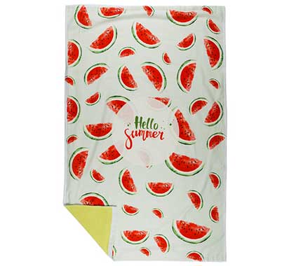 Fouta Serviette De Plage Coton Envers Eponge Motifs Pastèques 90x160