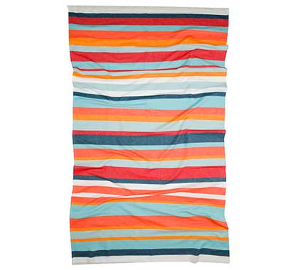 Fouta Serviette De Plage Coton Rayée Orange 95x165