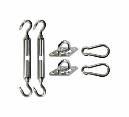 Kit Fixation Voile D'ombrage Inox 2 encrages 2 tendeurs M8