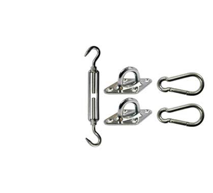 Kit Fixation Voile D'ombrage Inox 2 encrages 1 tendeur M6
