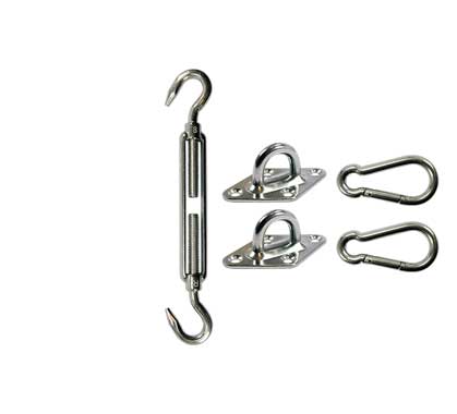 Kit Fixation Voile D'ombrage Inox 2 encrages 1 tendeur M8