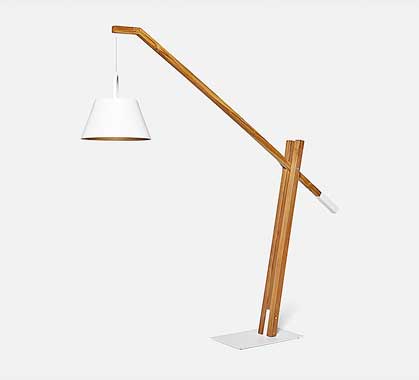 Lampadaire D'extérieur Solaire Cadre Bois Teck Suns Jane Blanc