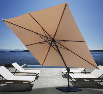Parasol Déporté Rectangulaire Rotatif Aluminium Haut de Gamme 4x3 m Taupe