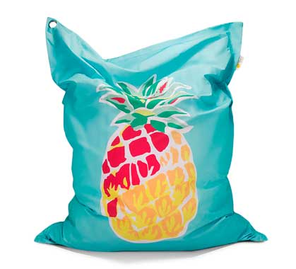 Pouf Géant Extérieur XXL Bleu Motif Ananas Haut de Gamme