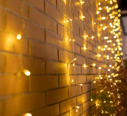 Rideau Guirlande Extérieur 3x2m 400 Led Blanc Chaud Luceo