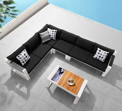 Salon de Jardin Aluminium d'Angle 6 places Exee Beige