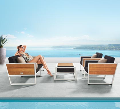 Salon de Jardin Haut de Gamme 4 places Lounge York Blanc