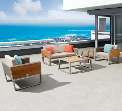 Salon de Jardin Aluminium 4 places Lounge York Crème