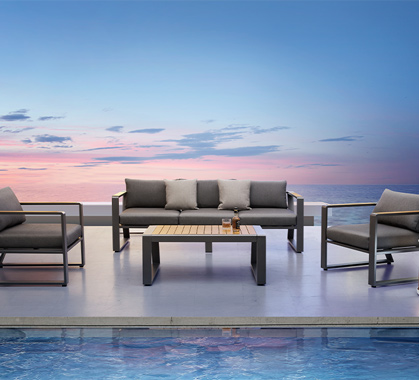 Salon de Jardin Haut de Gamme 5 places Lounge Exee Gris Anthracite