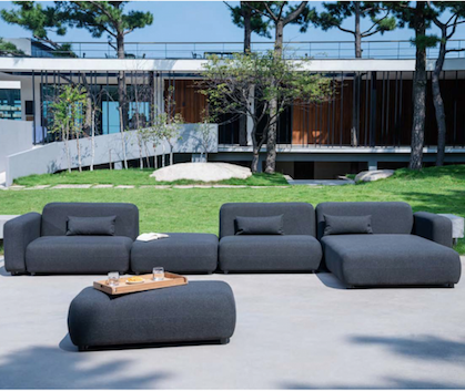 Salon de Jardin Haut de Gamme 7 places Alice gris anthracite