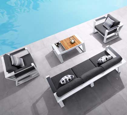 Salon de Jardin Haut de Gamme 5 places Lounge Exee Blanc