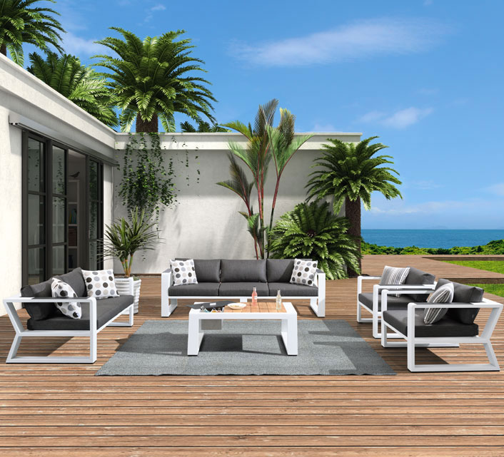 Salon de Jardin Haut de Gamme 5 places Lounge Exee Gris Anthracite