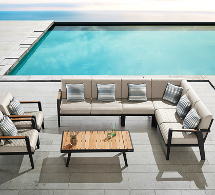 Salon de Jardin Haut de Gamme d'angle 8 places Emoti Noir
