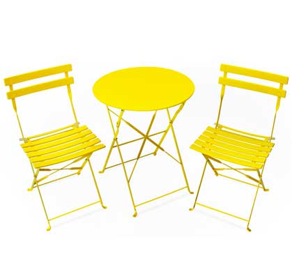 Salon de Jardin 2 personnes Table Pliante 60cm Pop Jaune Brillant