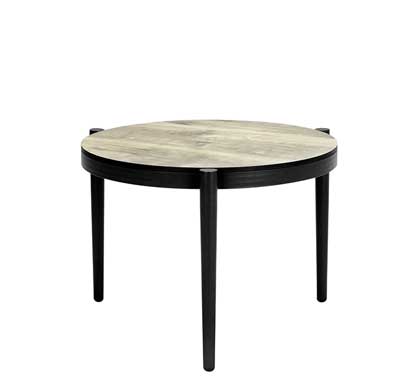 Table Basse de Jardin Aluminium Gris Effet Bois D60cm