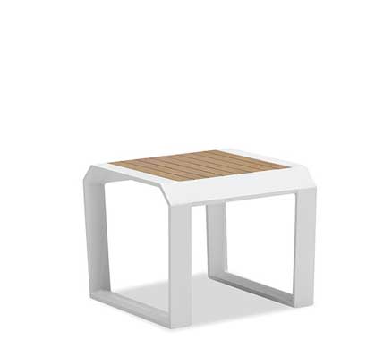Table basse de Jardin Aluminium 55x55cm Lounge Miami Blanc