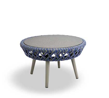 Table basse de Jardin D56cm Lounge Panama Tressé Bleu