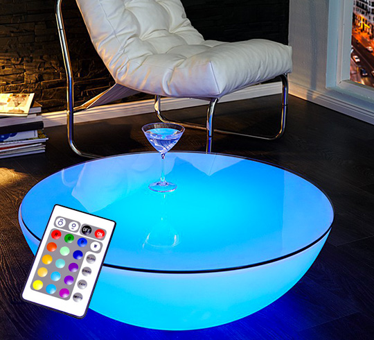 Table basse ronde ∅81cm LED d'extérieur étanche sans fil