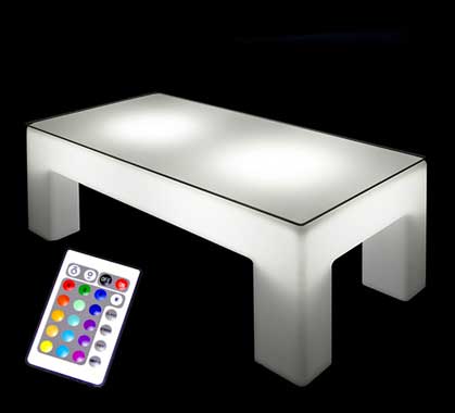 Table Lumineuse LED basse L120 cm Rectangulaire Extérieure Sans Fil Sans Plateau