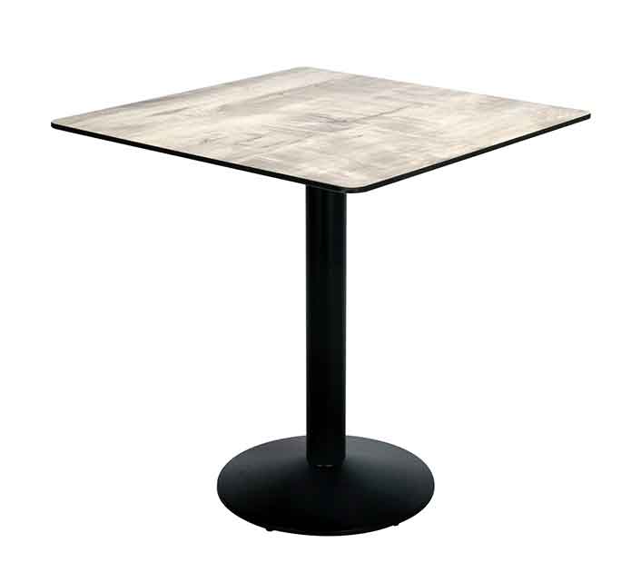 Table Bistrot Carrée Pied Central 70x70cm - Plateau Bois Massif Abete - Idéal Intérieur & Extérieur