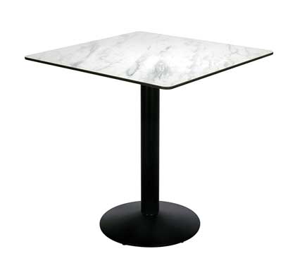 Table Bistrot Carrée 70x70cm Plateau HPL Motif Marbre Blanc