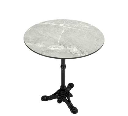 Table Bistrot Ronde 60cm Plateau HPL Motif Marbre Gris