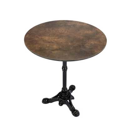 Table Bistrot Ronde 60cm Plateau HPL Motif Marbre Marron
