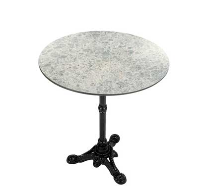 Table Bistrot Ronde 60cm Plateau HPL Motif Pierre Gris