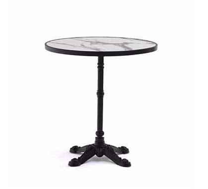 Table Bistrot Ronde 70cm Plateau HPL Motif Marbre Blanc