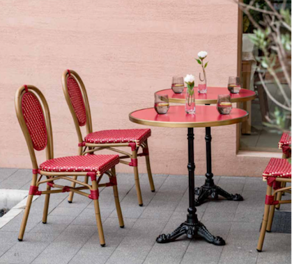 Table Bistrot Ronde 70cm Plateau Aluminium Rouge