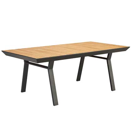 Table de jardin Haut de Gamme Aluminium et Bois Teck 200x100 Bora Noir en Promotion