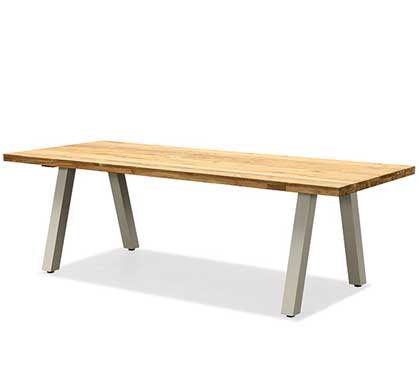 Table de Jardin Aluminium Plateau Teck 240x100cm Nofi Beige