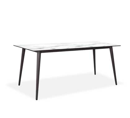 Table de Jardin Plateau HPL 160cm Effet Marbre Blanc